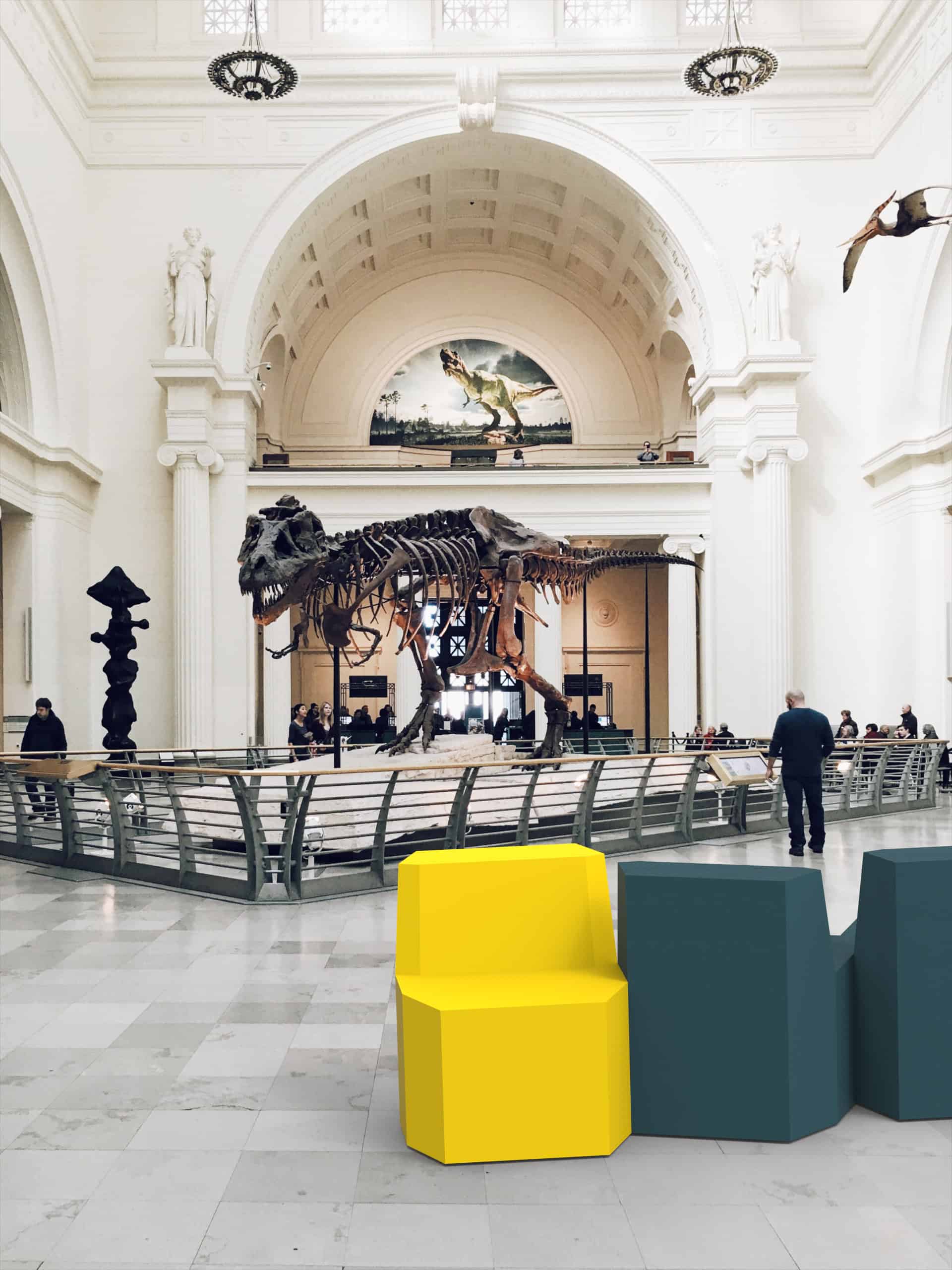 Gap seating in a museum interior
