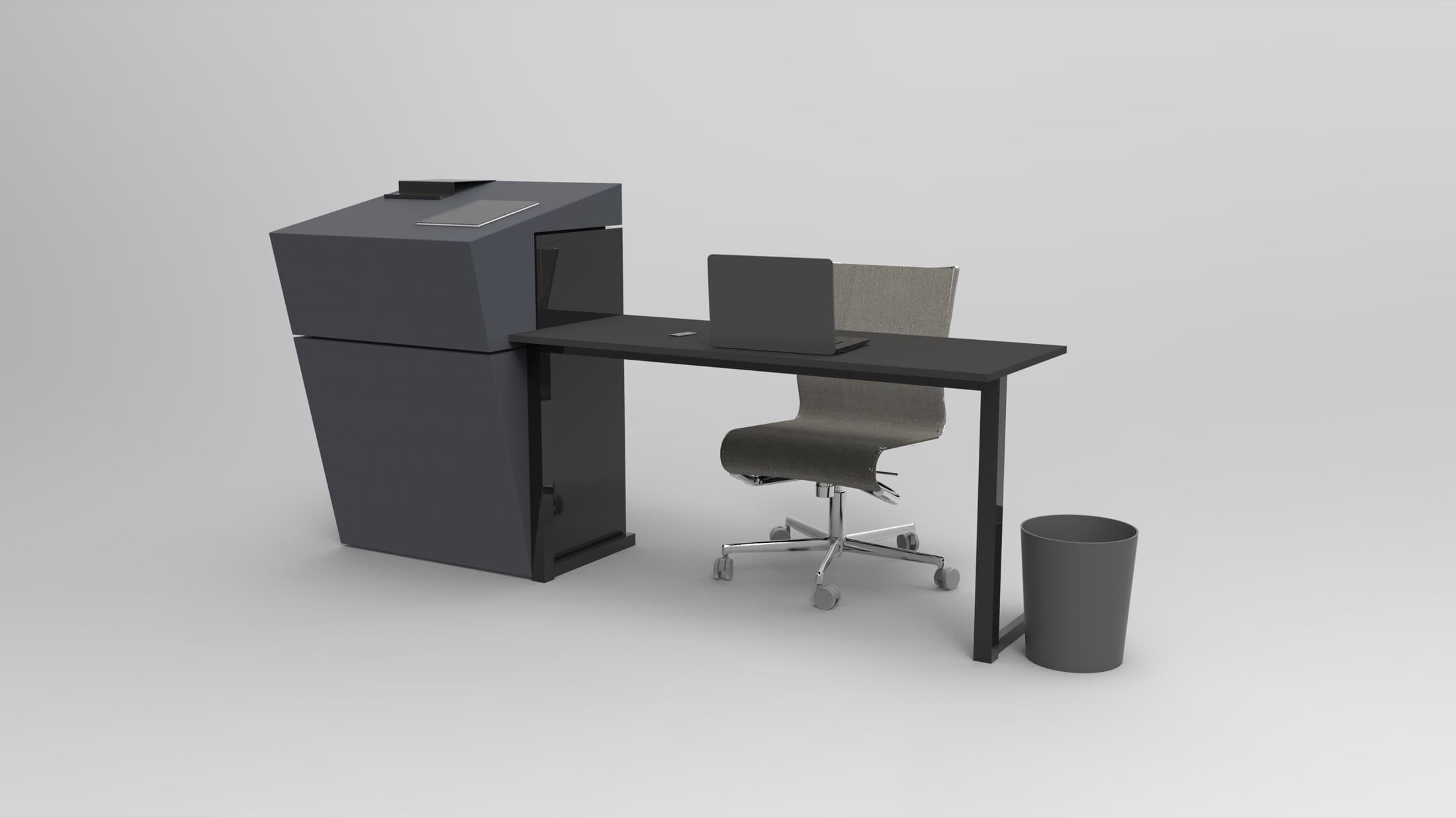 Lean module configured with a desk for focused work