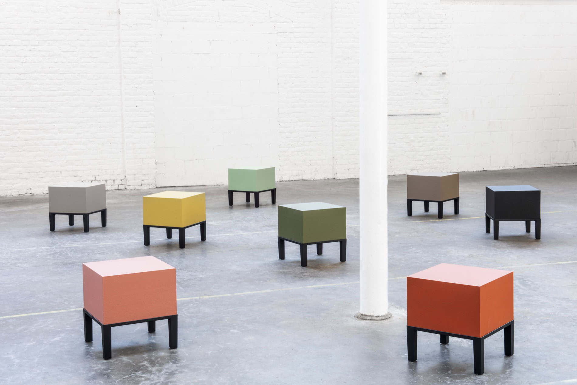 Quinze & Milan Primary coated foam pouf in a vivid yellow finish