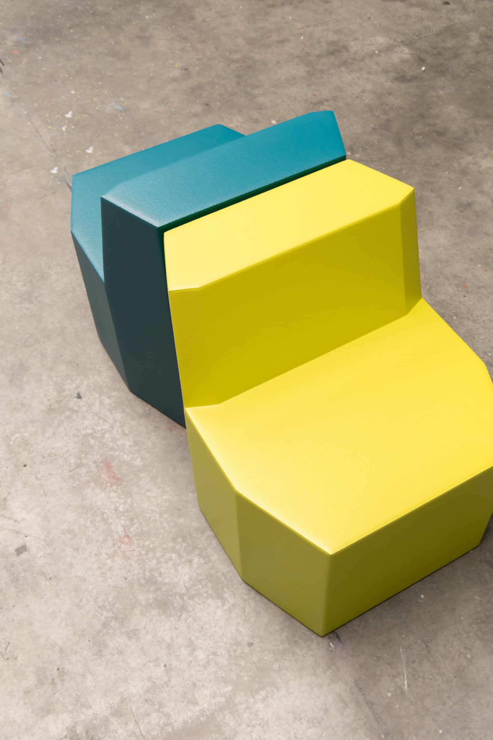 Yellow and petrol Gap seating detail