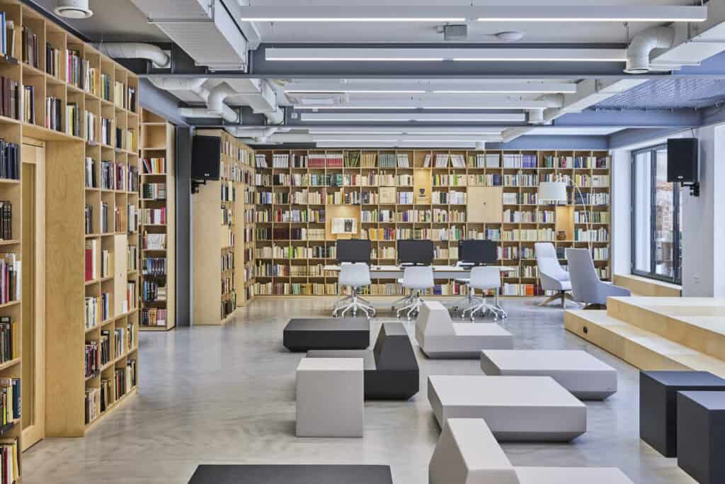 Lojoteka Educational Media Center interior with Quinze & Milan seating