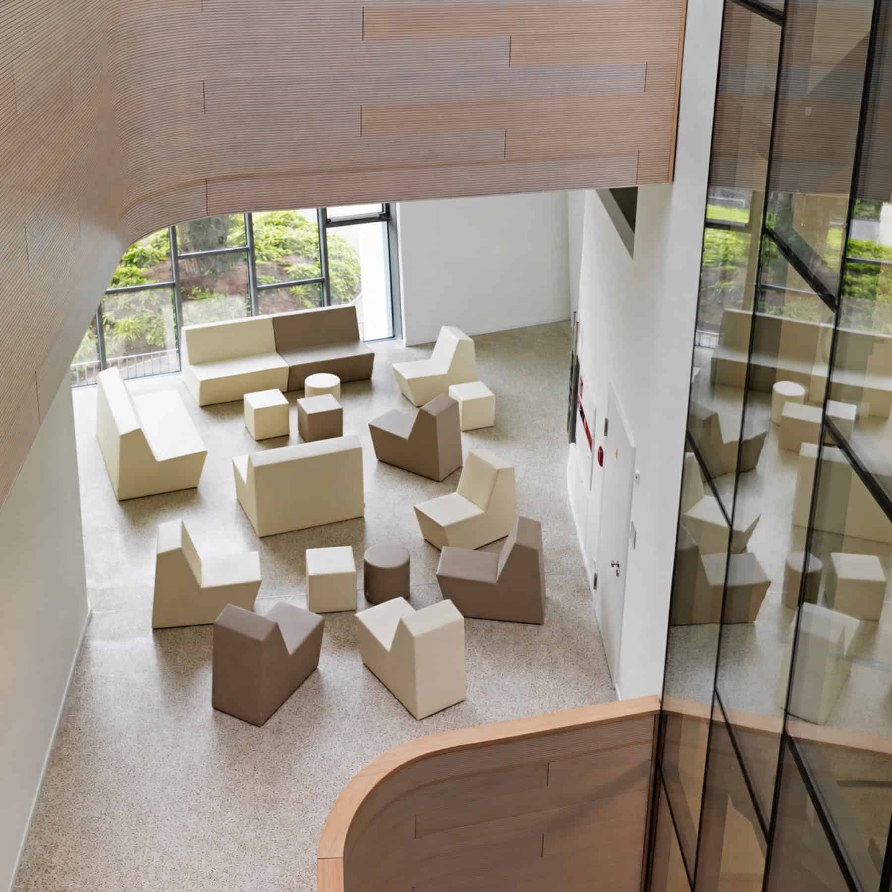 Upholstered furniture installation at Bruckner University