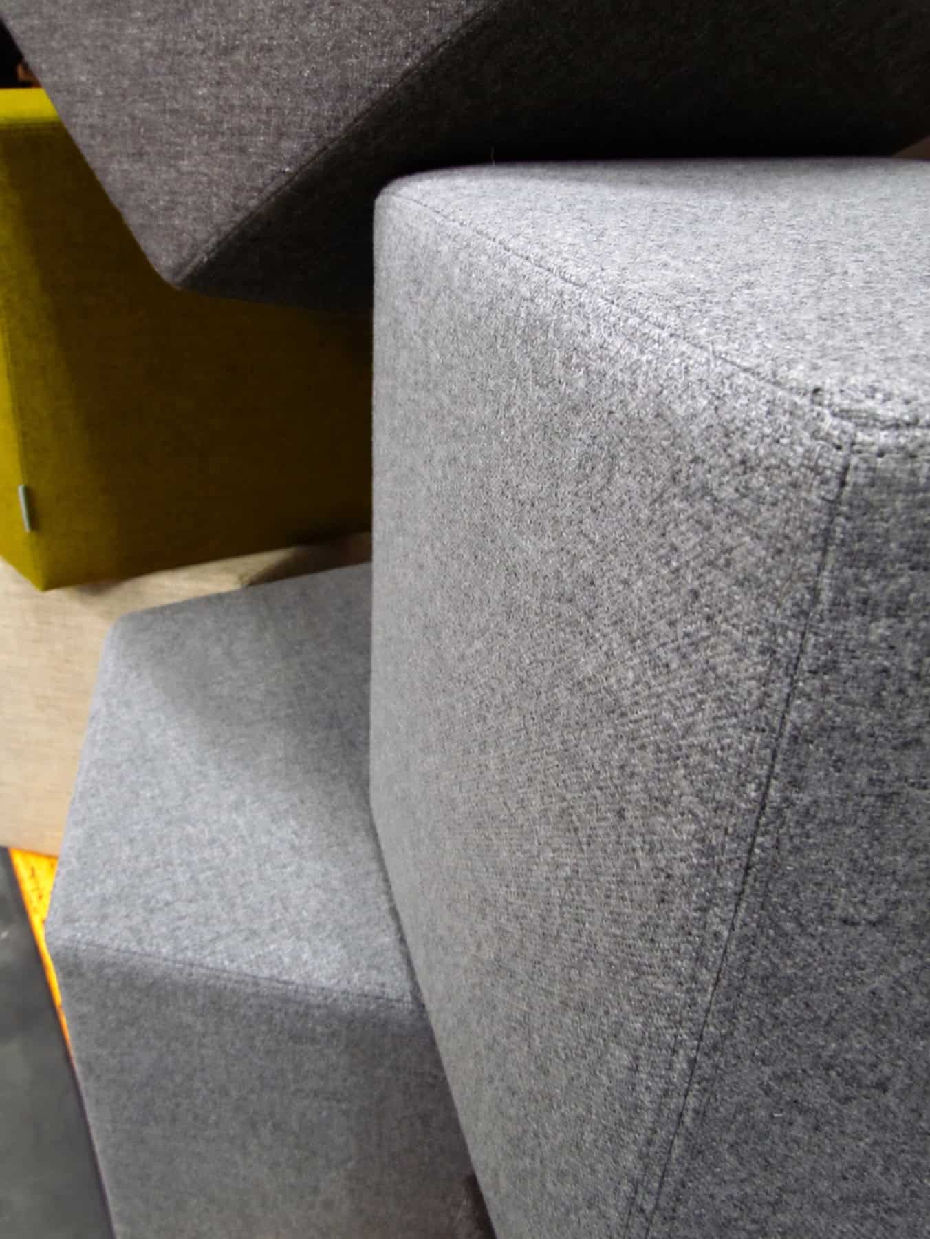 Geometric grey upholstered seating detail